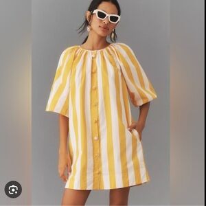 Rhode Paloma Yellow and White Striped Dress M